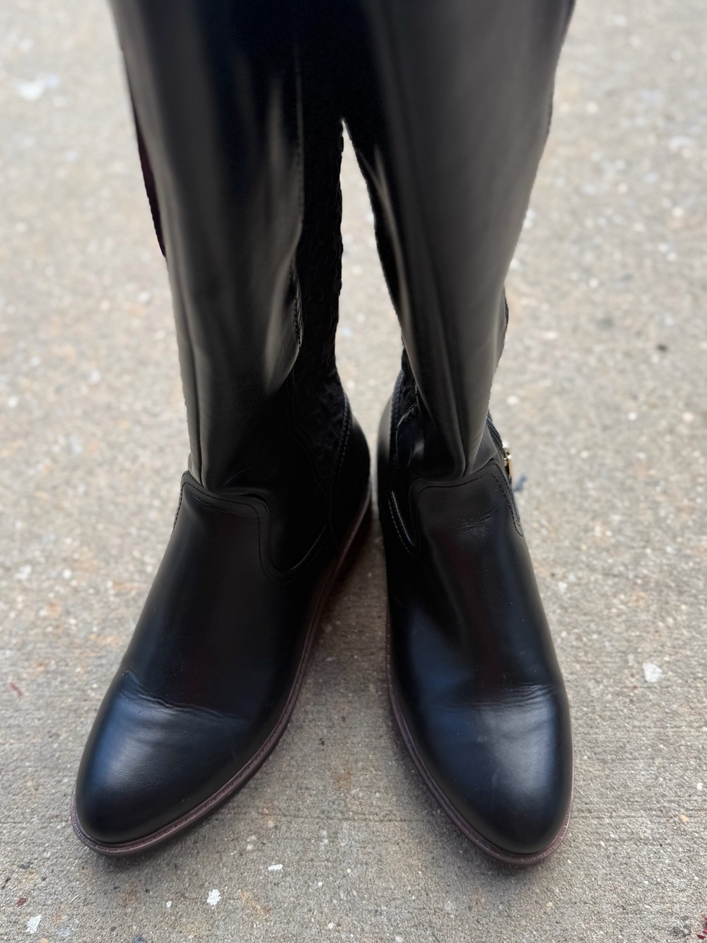 Tommy Hilfiger Black Leather Tall Riding Boots